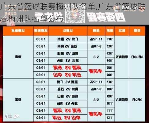 广东省篮球联赛梅州队名单,广东省篮球联赛梅州队名单公布