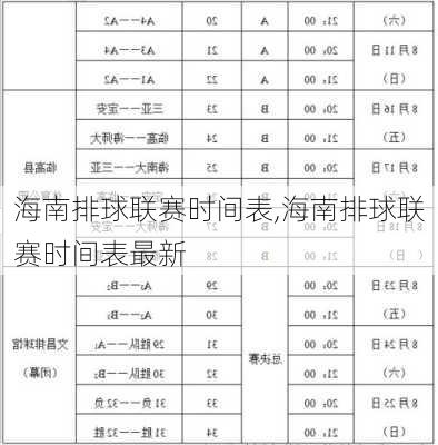 海南排球联赛时间表,海南排球联赛时间表最新