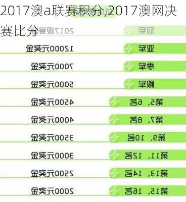 2017澳a联赛积分,2017澳网决赛比分