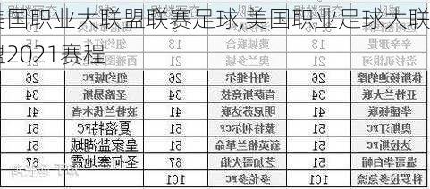 美国职业大联盟联赛足球,美国职业足球大联盟2021赛程