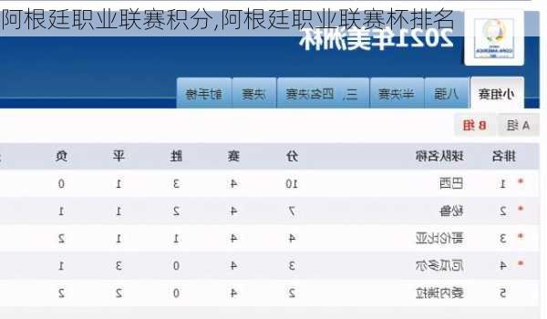 阿根廷职业联赛积分,阿根廷职业联赛杯排名