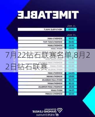 7月22钻石联赛名单,8月22日钻石联赛