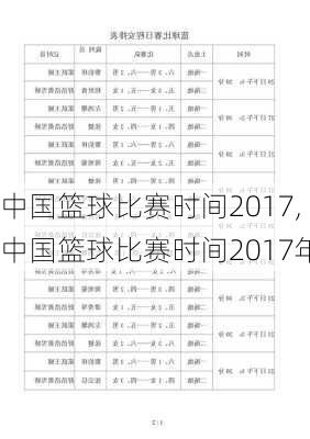 中国篮球比赛时间2017,中国篮球比赛时间2017年