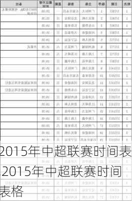 2015年中超联赛时间表,2015年中超联赛时间表格