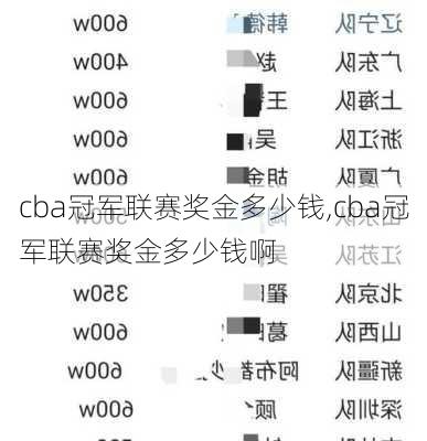cba冠军联赛奖金多少钱,cba冠军联赛奖金多少钱啊