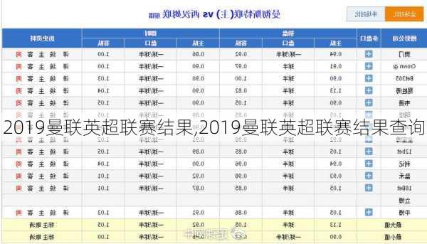 2019曼联英超联赛结果,2019曼联英超联赛结果查询