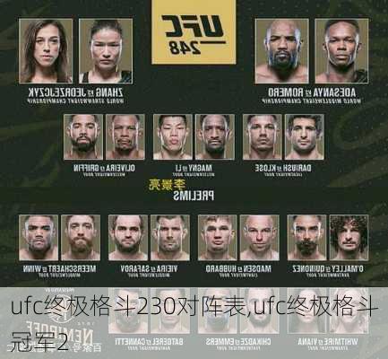 ufc终极格斗230对阵表,ufc终极格斗冠军2