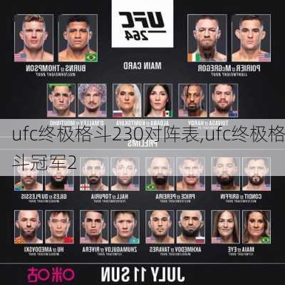 ufc终极格斗230对阵表,ufc终极格斗冠军2