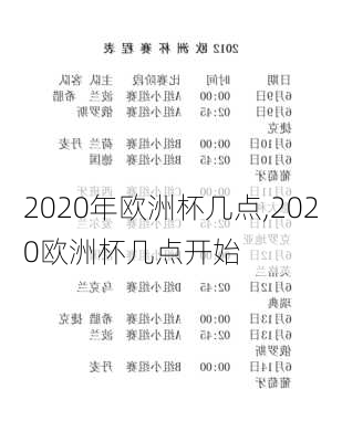 2020年欧洲杯几点,2020欧洲杯几点开始