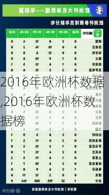 2016年欧洲杯数据,2016年欧洲杯数据榜