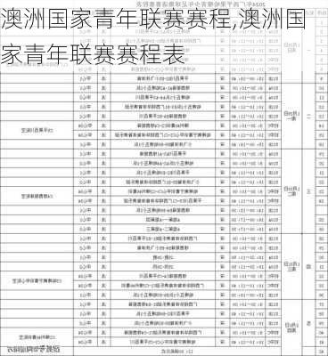 澳洲国家青年联赛赛程,澳洲国家青年联赛赛程表