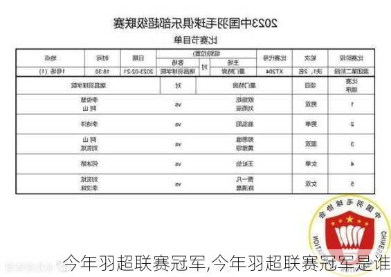 今年羽超联赛冠军,今年羽超联赛冠军是谁