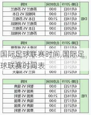 国际足球联赛时间,国际足球联赛时间表