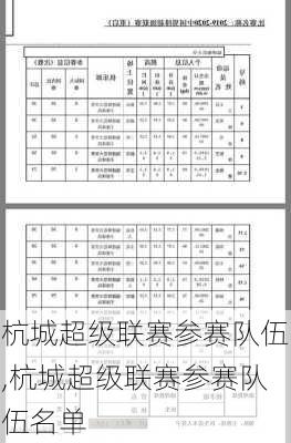 杭城超级联赛参赛队伍,杭城超级联赛参赛队伍名单