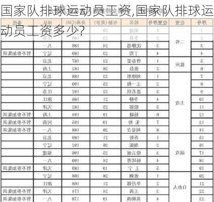 国家队排球运动员工资,国家队排球运动员工资多少?