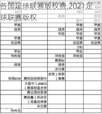 各国足球联赛版权费,2021足球联赛版权