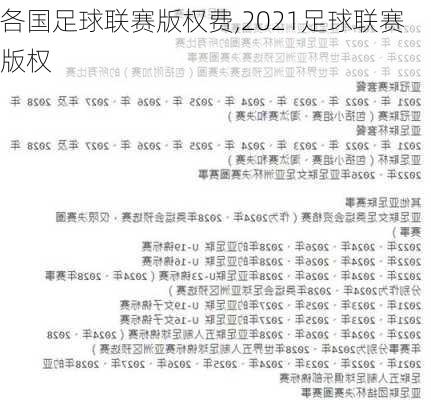 各国足球联赛版权费,2021足球联赛版权