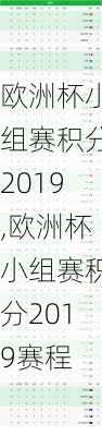 欧洲杯小组赛积分2019,欧洲杯小组赛积分2019赛程