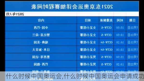 什么时候中国奥运会,什么时候中国奥运会申请成功