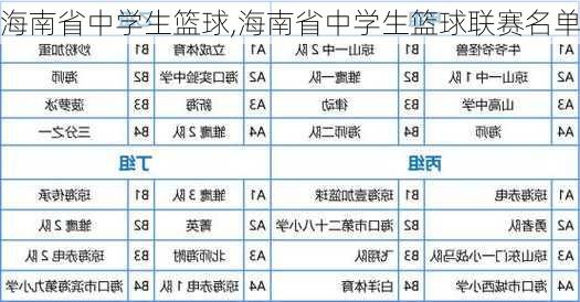 海南省中学生篮球,海南省中学生篮球联赛名单