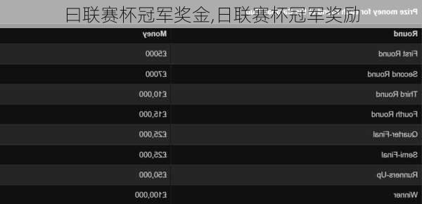 曰联赛杯冠军奖金,日联赛杯冠军奖励