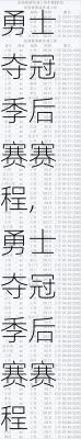 勇士夺冠季后赛赛程,勇士夺冠季后赛赛程