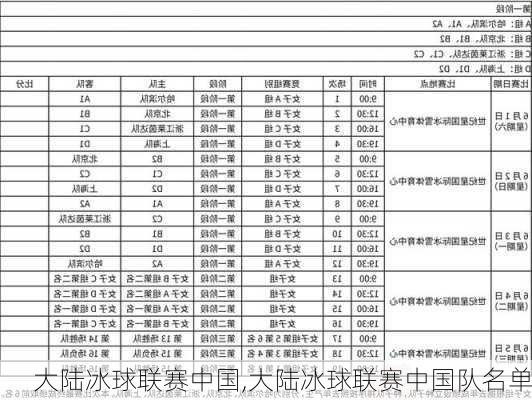 大陆冰球联赛中国,大陆冰球联赛中国队名单