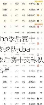 cba季后赛十支球队,cba季后赛十支球队名单