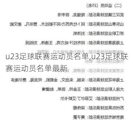 u23足球联赛运动员名单,u23足球联赛运动员名单最新