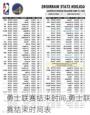 勇士联赛结束时间,勇士联赛结束时间表