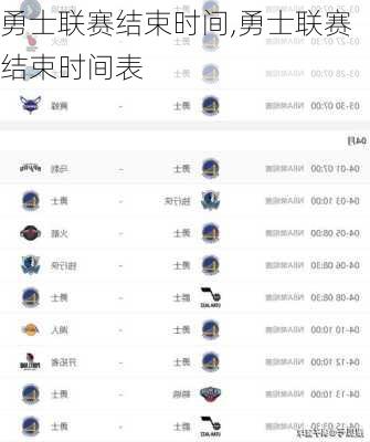 勇士联赛结束时间,勇士联赛结束时间表