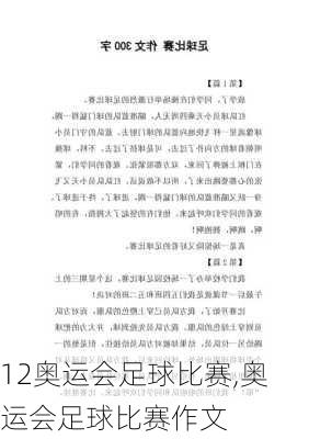 12奥运会足球比赛,奥运会足球比赛作文