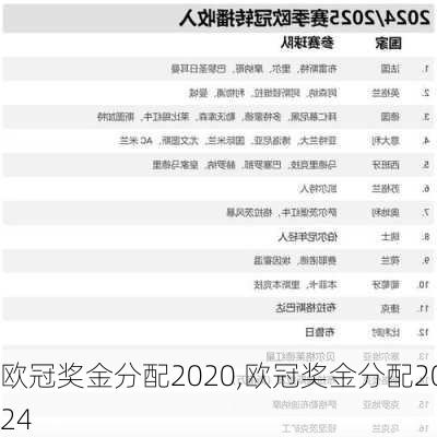 欧冠奖金分配2020,欧冠奖金分配2024