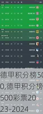 德甲积分榜500,德甲积分榜500彩票2023-2024