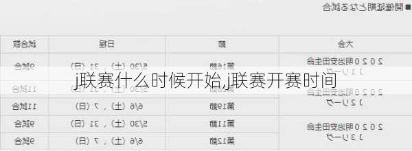 j联赛什么时候开始,j联赛开赛时间