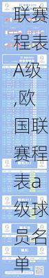 欧国联赛程表A级,欧国联赛程表a级球员名单