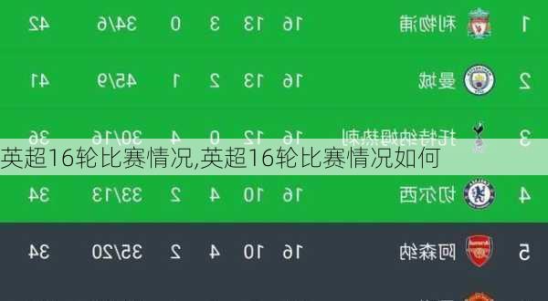 英超16轮比赛情况,英超16轮比赛情况如何