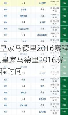 皇家马德里2016赛程,皇家马德里2016赛程时间