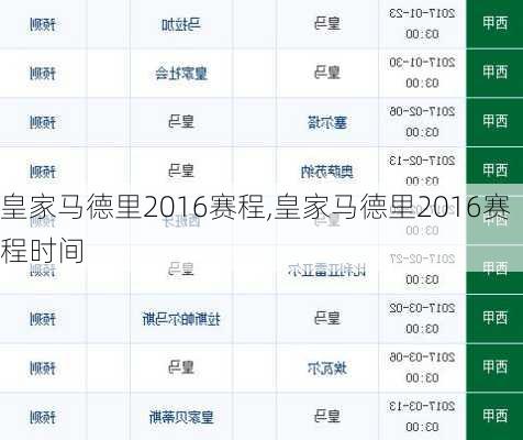 皇家马德里2016赛程,皇家马德里2016赛程时间