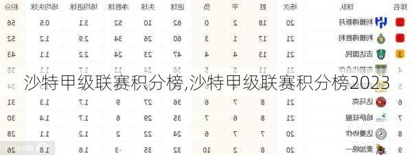 沙特甲级联赛积分榜,沙特甲级联赛积分榜2023