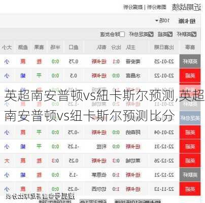 英超南安普顿vs紐卡斯尔预测,英超南安普顿vs纽卡斯尔预测比分