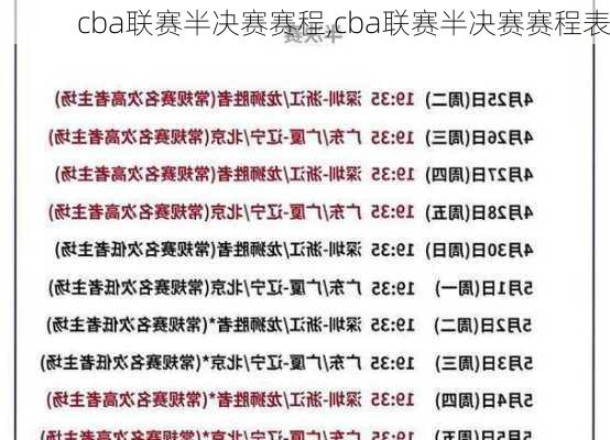 cba联赛半决赛赛程,cba联赛半决赛赛程表