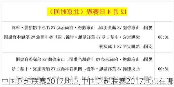 中国乒超联赛2017地点,中国乒超联赛2017地点在哪