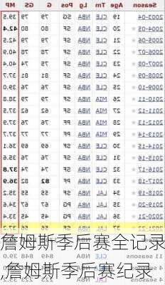 詹姆斯季后赛全记录,詹姆斯季后赛纪录