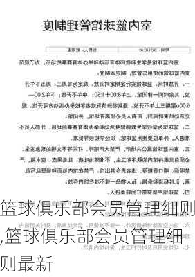 篮球俱乐部会员管理细则,篮球俱乐部会员管理细则最新