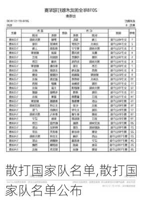 散打国家队名单,散打国家队名单公布