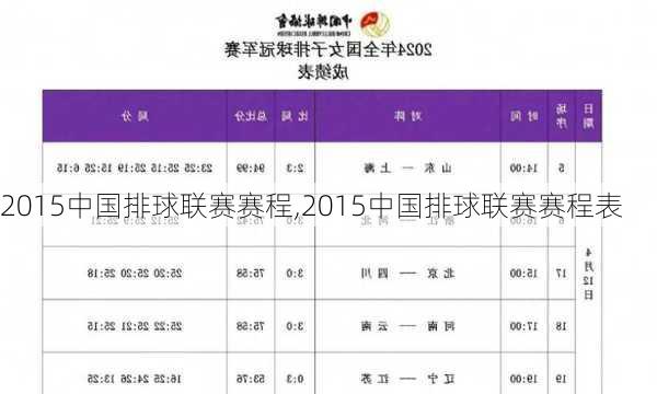 2015中国排球联赛赛程,2015中国排球联赛赛程表