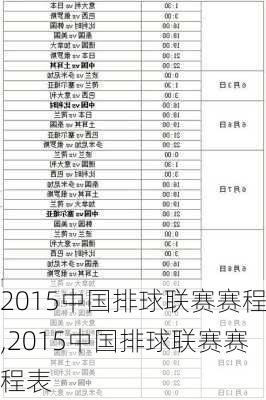 2015中国排球联赛赛程,2015中国排球联赛赛程表