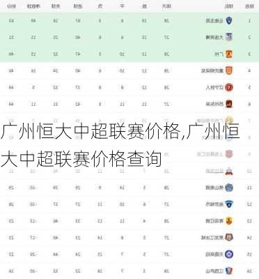 广州恒大中超联赛价格,广州恒大中超联赛价格查询