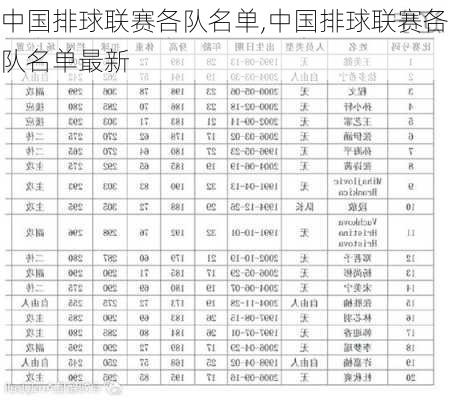 中国排球联赛各队名单,中国排球联赛各队名单最新